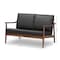 Baxton Studio Venza Walnut Wood Black Faux Leather 2-Seater Loveseat 140-7553 - alternate 6